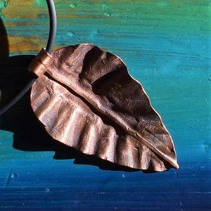 NWT Reversible Hand Forged Copper Pendant Necklace